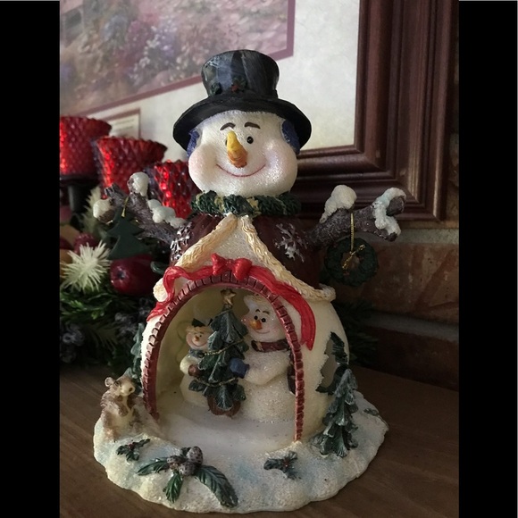 Rare Vintage Hand Painted Snowman Christmas Sculpture Collectible - Picture 7 of 7